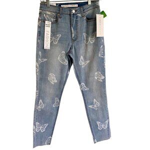 Tinseltown Mid Rise Skinny Jeans With Butterflies Size 5 NEW NWT